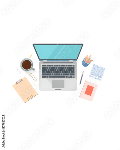 A laptop displaying online news with a newspaper symbolizing digital information and modern communication