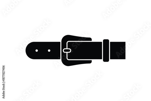 Minimal belt icon silhouette, Modern clothing accessory symbol for fashion design