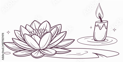 Serene water lily and candle illustration