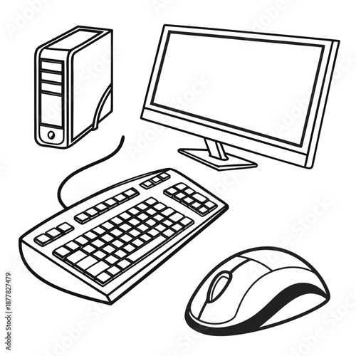 Computer workstation illustration