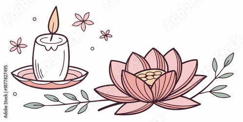 Serene candle and lotus illustration