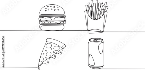 Vector Fast Food Set Outline