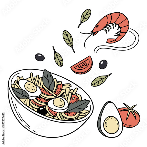 Vibrant seafood pasta dish