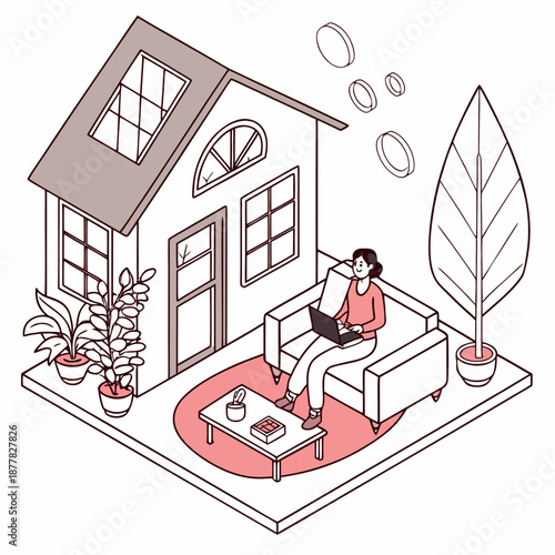 Remote work in a cozy home office