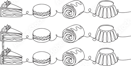 Cake, Macaron, Swiss Roll, and Pudding Icons