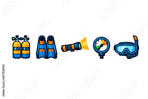 Scuba Diving Equipment Icons