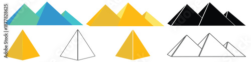 Pyramid icon set. Egyptian monument Vector graphic illustration. Suitable for website design, logo, app, template, and ui