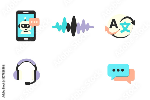 Set of icons related to communication and technology