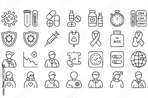 AIDS Treatment Icons for Laboratory Systems, Diagnostic Platforms