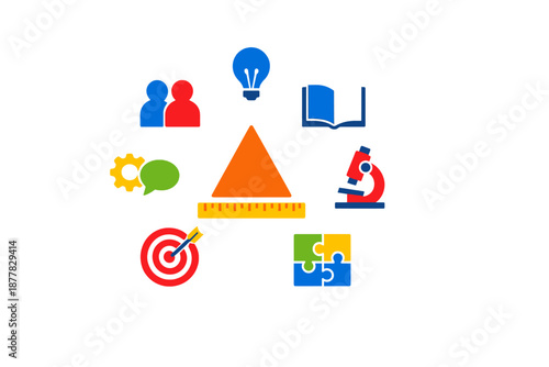 Education and learning icons with glowing effect