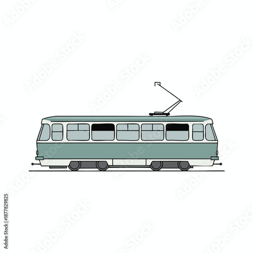 Illustration of a green trolleybus on white background