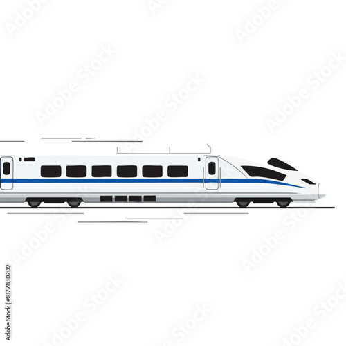 Modern High Speed Train on White Background