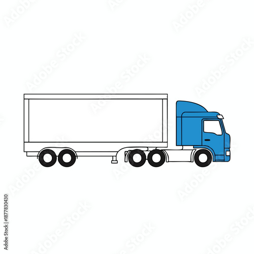 Illustration of a Blue Semi Truck Trailer