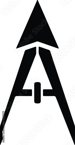 Silhouette abstract arrow head and compass graphic illustration vector