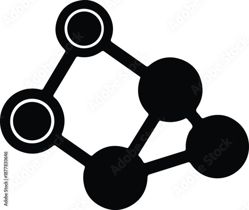 Silhouette abstract molecular structure network connection system vector illustration