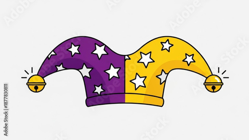 Jester Hat with Stars Isolated on White Background