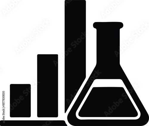Silhouette chart and laboratory flask illustration vector