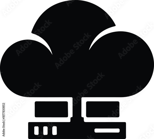 Silhouette cloud network server technology abstract illustration vector