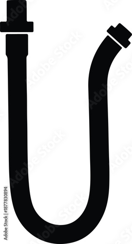 Silhouette flexible hose with connectors isolated on white background illustration vector