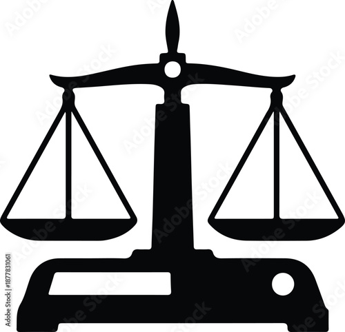 Silhouette justice scales symbol weighing balance law courtroom illustration vector