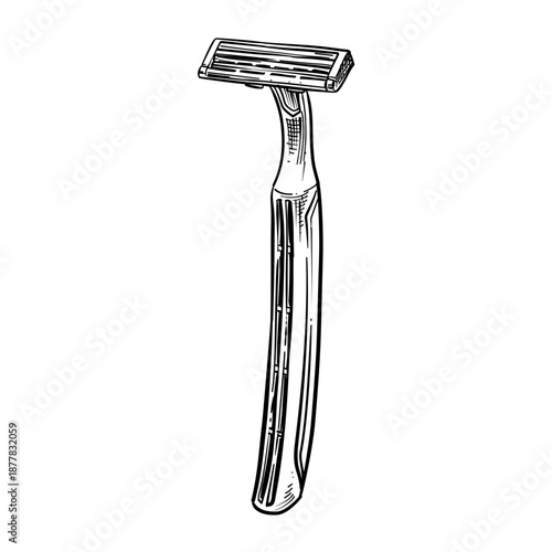 disposable shaving razor vector line art hand drawn illustration