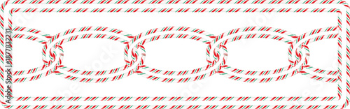 Festive candy cane patterned border with interlocking oval chain design