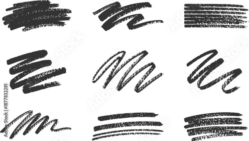 Collection of various black brush strokes and lines on transparent background high-quality professional detailed modern elegant stylish clean crisp vibrant