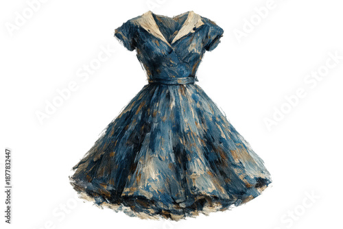 Wallpaper Mural Oil Painting of a Blue Dress with a transparent background element. Torontodigital.ca