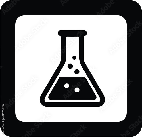 Silhouette science laboratory flask with bubbles illustration vector