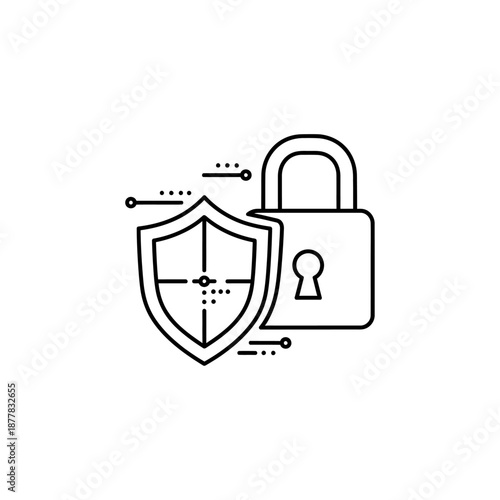 Cyber Protection Lock Icon – Digital Security, Data Privacy and Online Safety Symbol