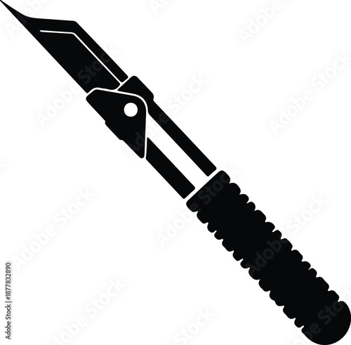 Silhouette utility knife or box cutter tool illustration vector