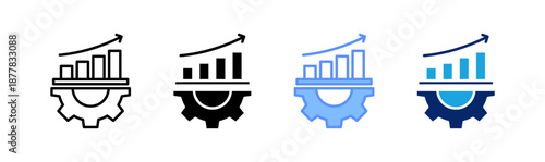 process improvement icon set multiple style collection