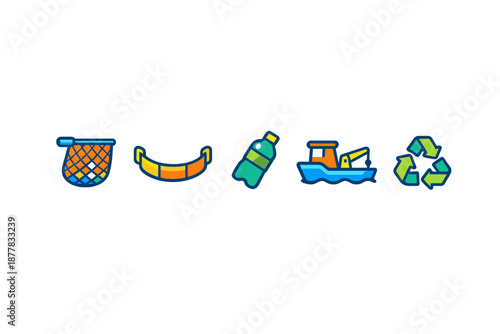 Water pollution and cleanup icons