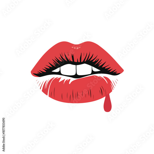 Red Lipstick Kiss Mark Imprint Flat Vector Icon
