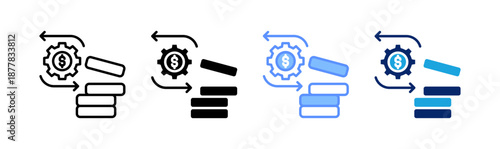 budgeting icon set multiple style collection