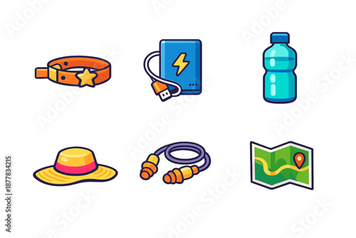 Collection of travel and outdoor activity icons