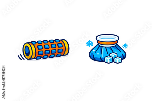 Foam roller and ice pack for muscle recovery