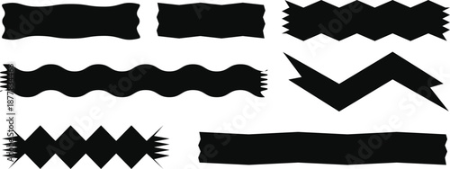 Silhouette of various black zigzag and straight line shapes on a white background silhouette