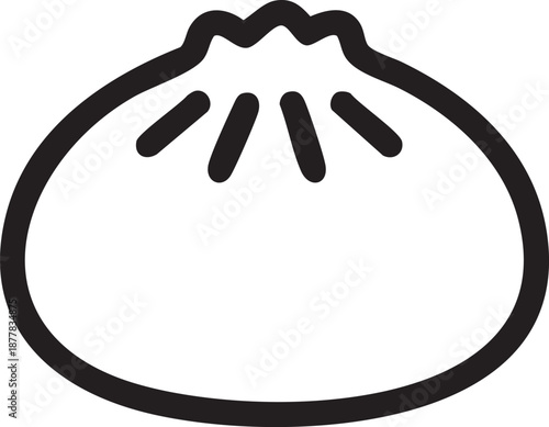 Black Silhouette Soup Dumpling Icon – Minimalist Asian Dim Sum and Steamed Bun Symbol Illustration