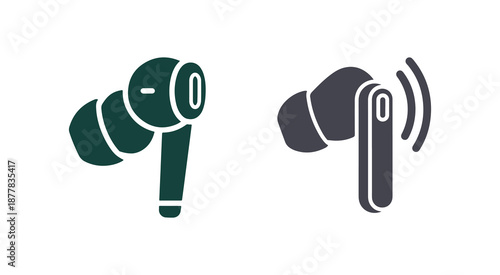 wireless earphones showcasing a chic design glyph icon vector.  wireless earphones showcasing a chic design sign.  isolated symbol illustration