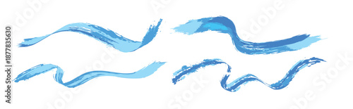 Brushstroke Blue Paint. Blue paint brush stroke arc on white background. Abstract acrylic curve smear for design, branding, artwork, and creative compositions. Vector illustration.