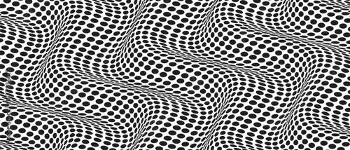 Abstract optical illusion. Hypnotic tunnel with black and white squares. Vector illustration.