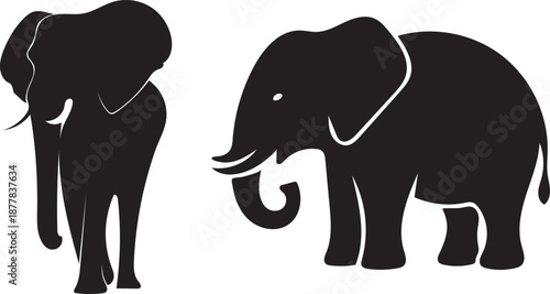 Pair of Majestic Elephant Silhouettes