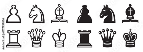 chess icon set white and black