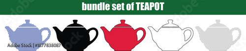 Silhouette, line art, dot, dotted, star art A versatile bundle set of various styled teapot illustrations offering diverse graphic design elements perfect for hospitality tea and kitchen themes