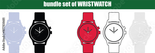 Silhouette, line art, dot, dotted, star art A versatile bundle set of various stylish wristwatches featuring diverse color schemes and outlines perfect for modern digital design projects requiring