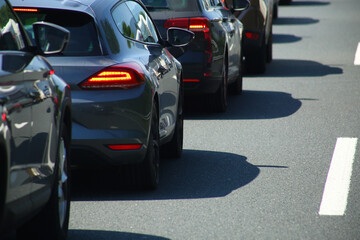 Fotobehang Voertuigen Druk verkeer op snelweg met tunnels  © fotoXS
