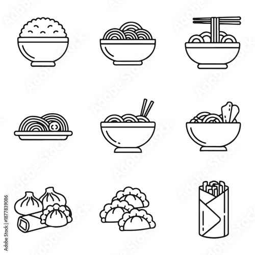 Culinary Delights: A collection of meticulously crafted, line-drawn illustrations showcases a medley of delectable culinary creations. Each depiction celebrates the artistry of food