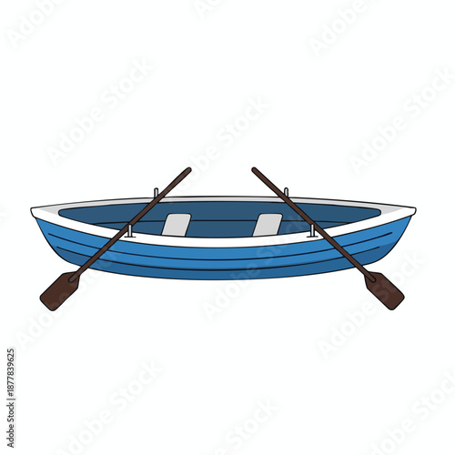 Blue Rowboat with Oars