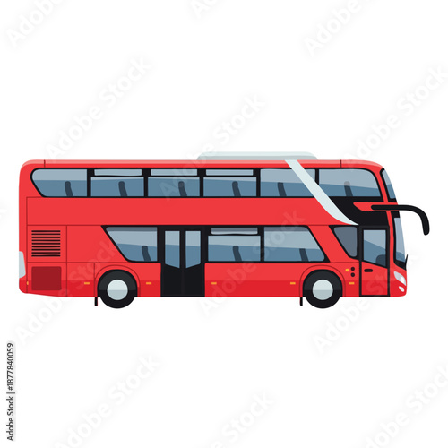 Red Double Decker City Bus Illustration